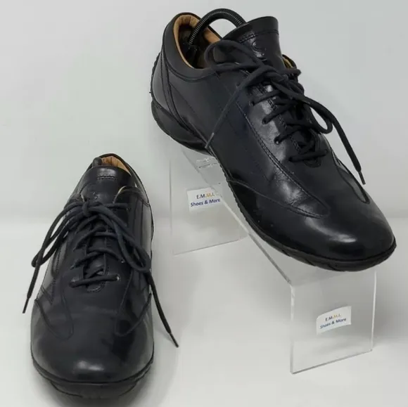 Simone Mariotti Black Leather Men's Oxfords Shoes Size EUR 44 US Size 10