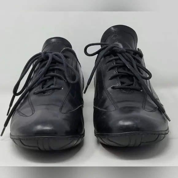 Simone Mariotti Black Leather Men's Oxfords Shoes Size EUR 44 US Size 10