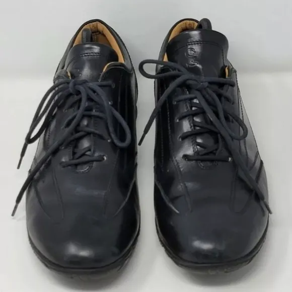 Simone Mariotti Black Leather Men's Oxfords Shoes Size EUR 44 US Size 10