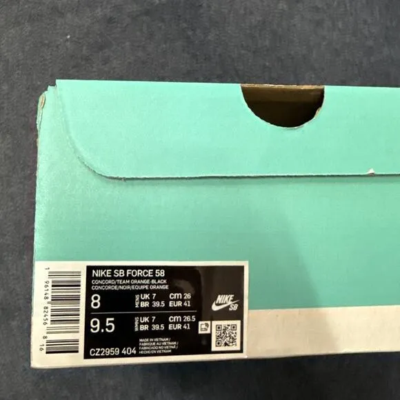 Size 8 - Nike Force 58 SB Concord Team Orange