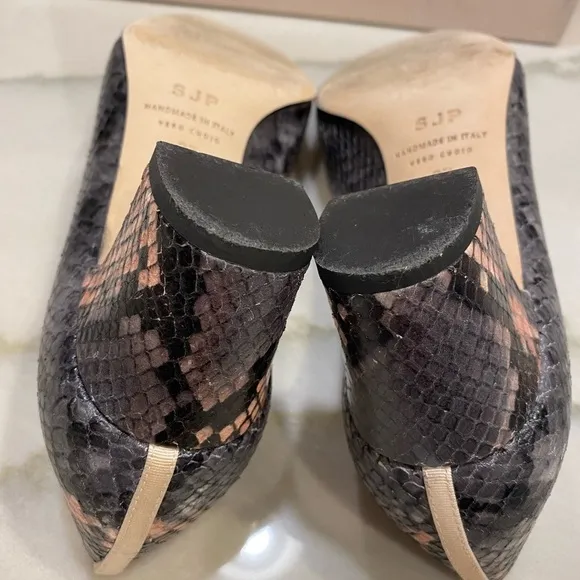 SJP Heels size 37 Gray Pink Snakeprint Block Heel Made in Italy