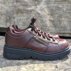 Skechers 90s Y2K Leather Chunky Heel Lug Sole Lace-up Oxford Vintage Shoes