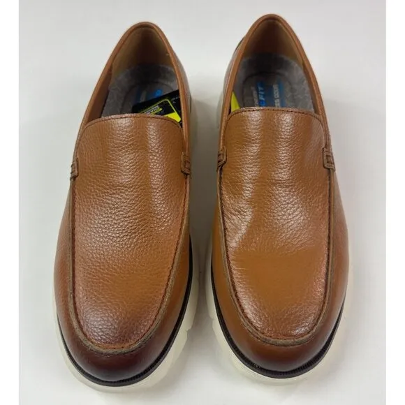 Skechers Augustino Ossie Moc Toe Loafer Mens Cognac Brown Leather Dress 205096