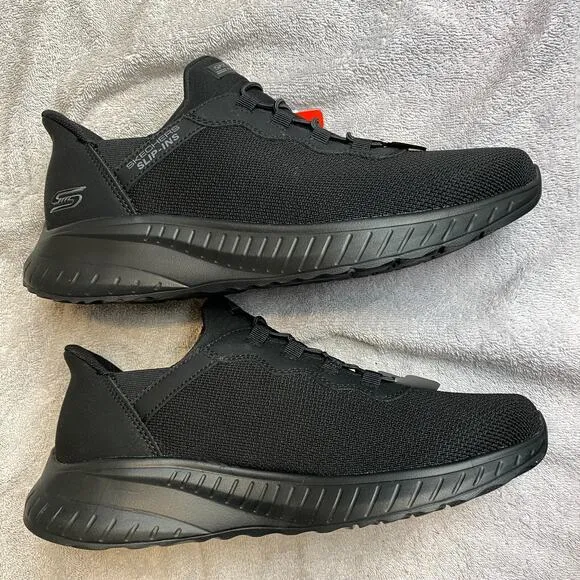 Skechers Bobs Slip Ins Chaos Daily Hype Mens 9.5 Black Vegan Athleisure Casual