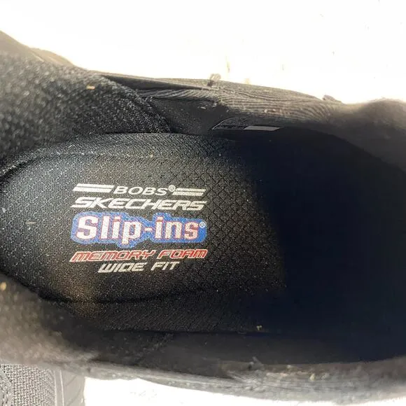 Skechers Bobs Slip Ins Chaos Daily Hype Mens 9.5 Black Vegan Athleisure Casual