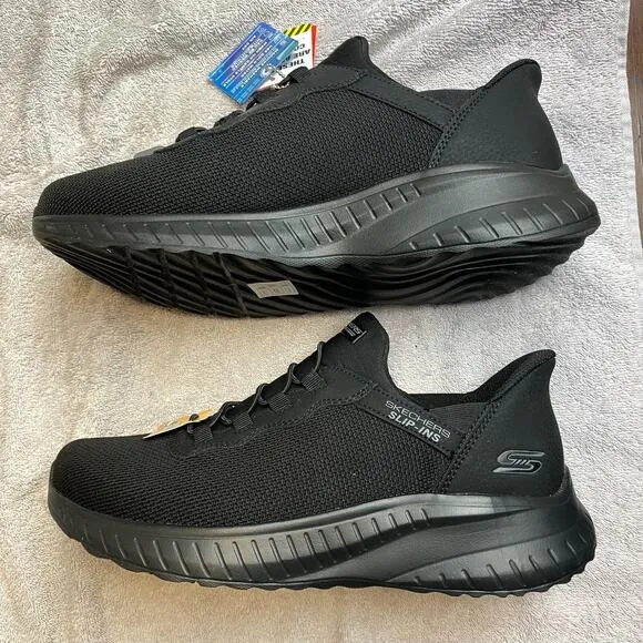 Skechers Bobs Slip Ins Chaos Daily Hype Mens 9.5 Black Vegan Athleisure Casual