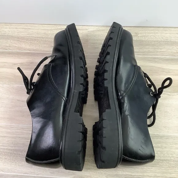 SKECHERS Chunky Platform Leather Oxfords Black Lace-Up Creepers Grunge Goth Y2K