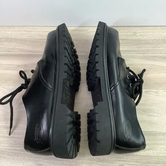 SKECHERS Chunky Platform Leather Oxfords Black Lace-Up Creepers Grunge Goth Y2K