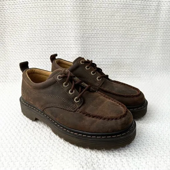 Skechers Classic Vintage Y2K Brown Nubuck Leather Lug Sole Lace Up Oxfords 8