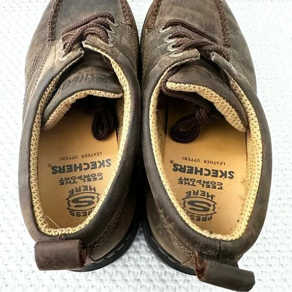 Skechers Classic Vintage Y2K Brown Nubuck Leather Lug Sole Lace Up Oxfords 8