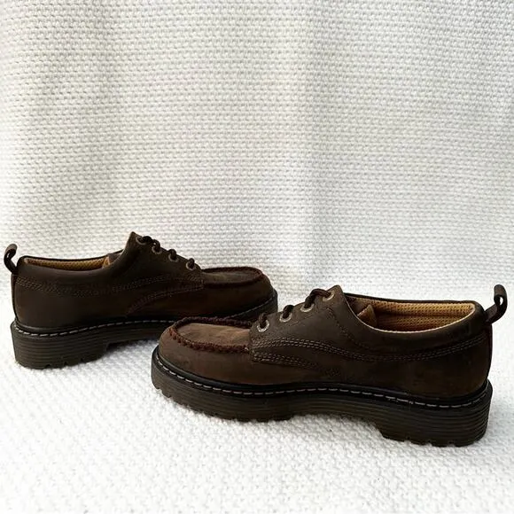 Skechers Classic Vintage Y2K Brown Nubuck Leather Lug Sole Lace Up Oxfords 8