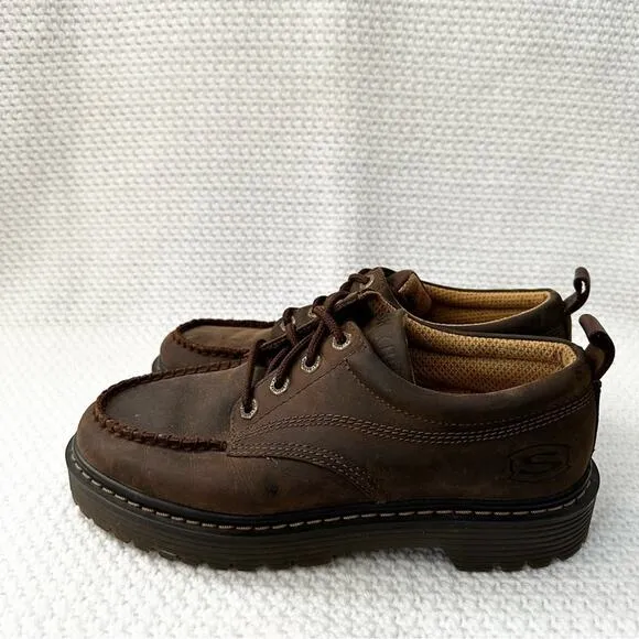 Skechers Classic Vintage Y2K Brown Nubuck Leather Lug Sole Lace Up Oxfords 8
