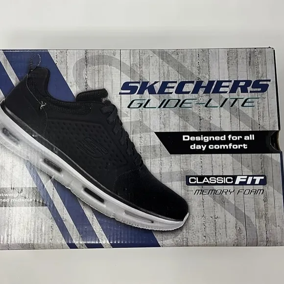 Skechers Glide-Lite Men's Classic Shoes Fit With Memory Foam (Navy, Medium 9)