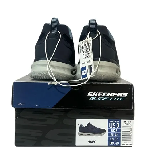 Skechers Glide-Lite Men's Classic Shoes Fit With Memory Foam (Navy, Medium 9)