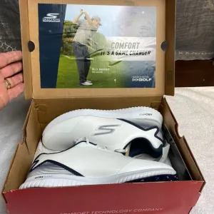 Skechers Go Golf Max 2 Golf Shoes Mens 8.5 White Navy Waterproof NIB