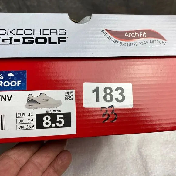 Skechers Go Golf Max 2 Golf Shoes Mens 8.5 White Navy Waterproof NIB