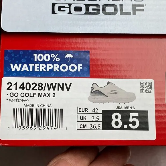 Skechers Go Golf Max 2 Golf Shoes Mens 8.5 White Navy Waterproof NIB
