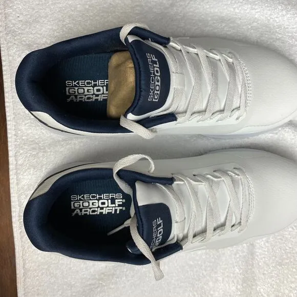 Skechers Go Golf Max 2 Golf Shoes Mens 8.5 White Navy Waterproof NIB