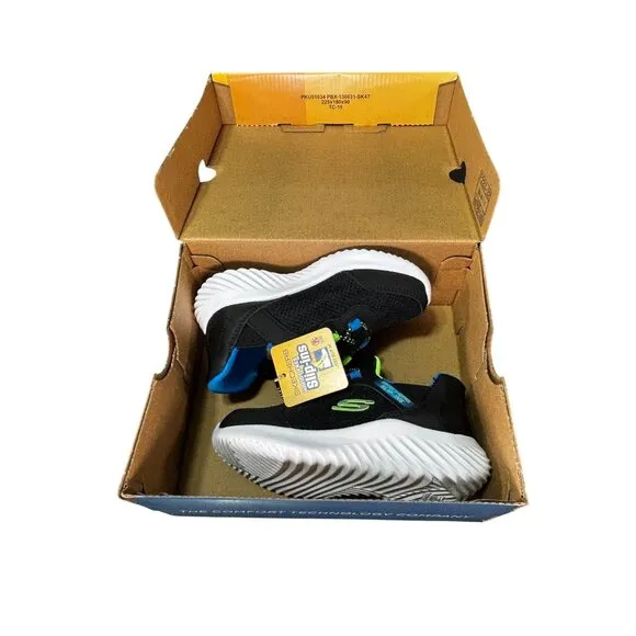 Skechers Kids Slip-Ins Hands-Free Sneakers Black/Blue Size 1 Comfortable