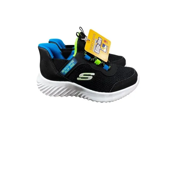Skechers Kids Slip-Ins Hands-Free Sneakers Black/Blue Size 1 Comfortable