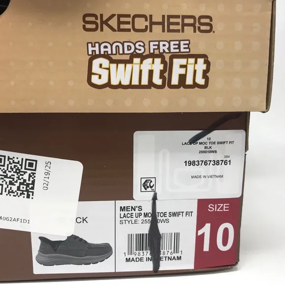 Skechers Lace Up Moc Toe Canvas Swift Fit Sneaker, Men's Size 10 - Black
