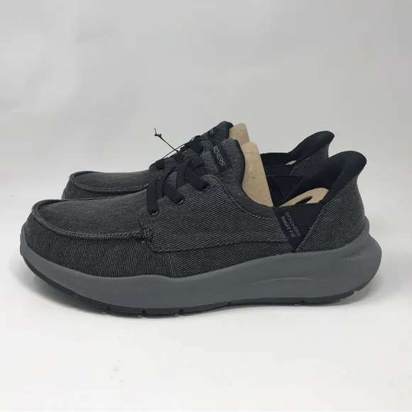 Skechers Lace Up Moc Toe Canvas Swift Fit Sneaker, Men's Size 10 - Black