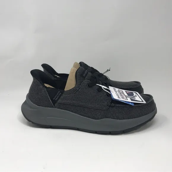 Skechers Lace Up Moc Toe Canvas Swift Fit Sneaker, Men's Size 10 - Black