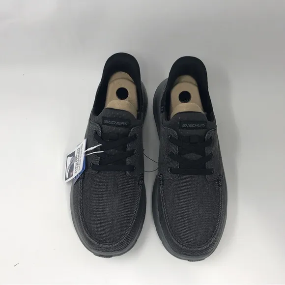 Skechers Lace Up Moc Toe Canvas Swift Fit Sneaker, Men's Size 10 - Black