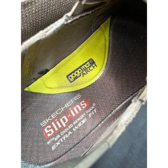 Skechers Mens Slip-Ins Extra Wide Fit Shoes Air-Cooled Memory Foam Brown Size 11