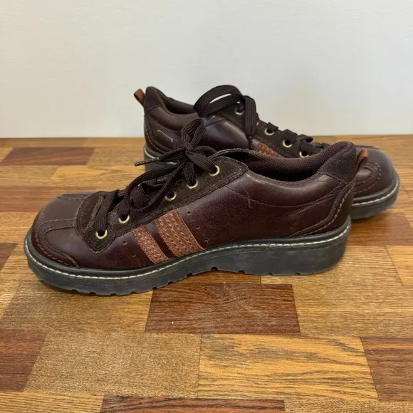 Skechers Womens Oxfords 11 Brown Leather Lug Lace Chunky Platform Bowling Y2K