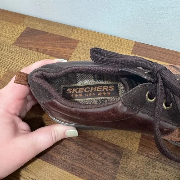 Skechers Womens Oxfords 11 Brown Leather Lug Lace Chunky Platform Bowling Y2K