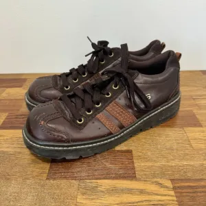 Skechers Womens Oxfords 11 Brown Leather Lug Lace Chunky Platform Bowling Y2K