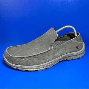 Sketchers Mens Superior Relaxed Fit Canvas Grey Slip On Loafers10.5