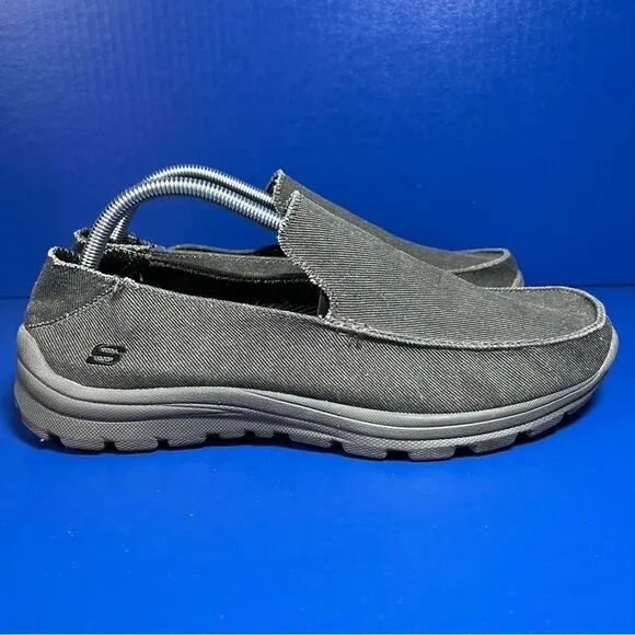 Sketchers Mens Superior Relaxed Fit Canvas Grey Slip On Loafers10.5
