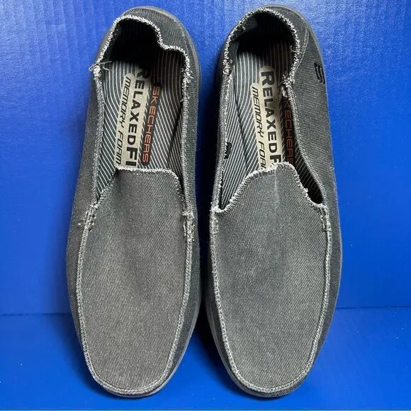 Sketchers Mens Superior Relaxed Fit Canvas Grey Slip On Loafers10.5