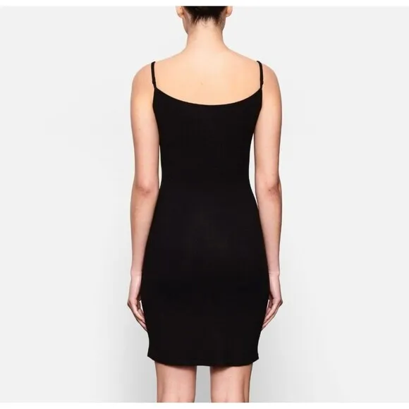 Skims Soft Lounge Mini Slip Dress Onyx Size XXS