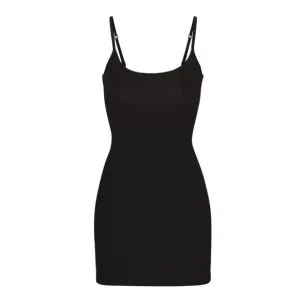 Skims Soft Lounge Mini Slip Dress Onyx Size XXS