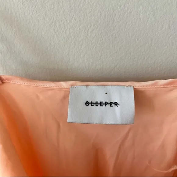 Sleeper Boheme Ostrich Feather Trim Slip Dress in Peach Size M NWOT
