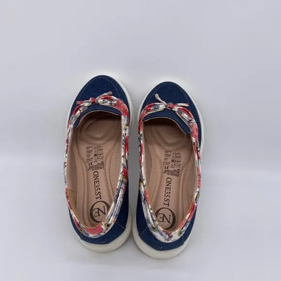 SLIP-ON FOR GIRLS,Azul Vegan Materials Florar Pattern, Size # 31 USA 13