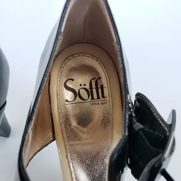 SOFFT Black &amp; Tan Patent Leather Mary Jane Heels
