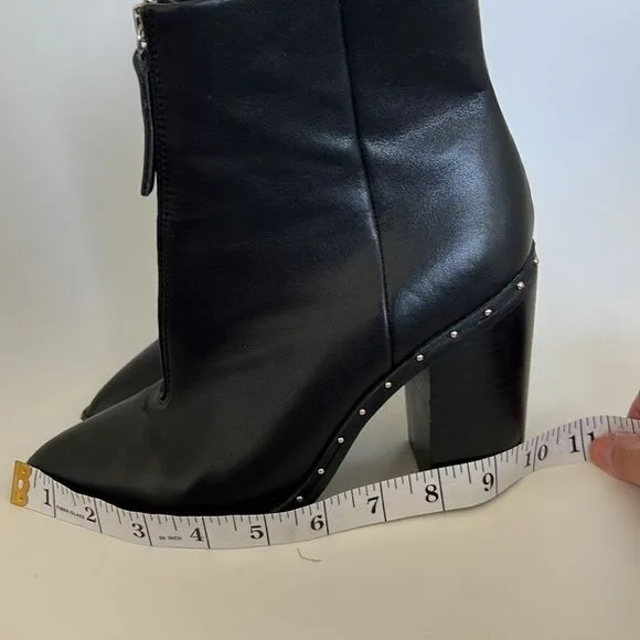 Sol Sana Axel Booties Black Leather Rivets Block Heels 38 7.5 US