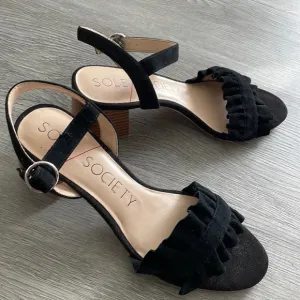 Sole/Society Black Faux Suede Block Heels