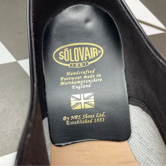 Solovair Vegan Black Faux Leather 3 Eye Gibson Oxfords UK 5.5