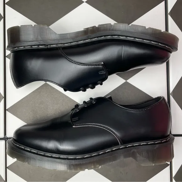 Solovair Vegan Black Faux Leather 3 Eye Gibson Oxfords UK 5.5