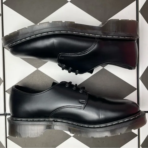 Solovair Vegan Black Faux Leather 3 Eye Gibson Oxfords UK 5.5