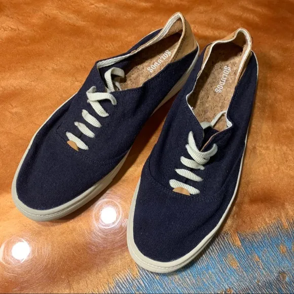 Soludos Convertible canvas and leather sneakers navy lace up slip ons