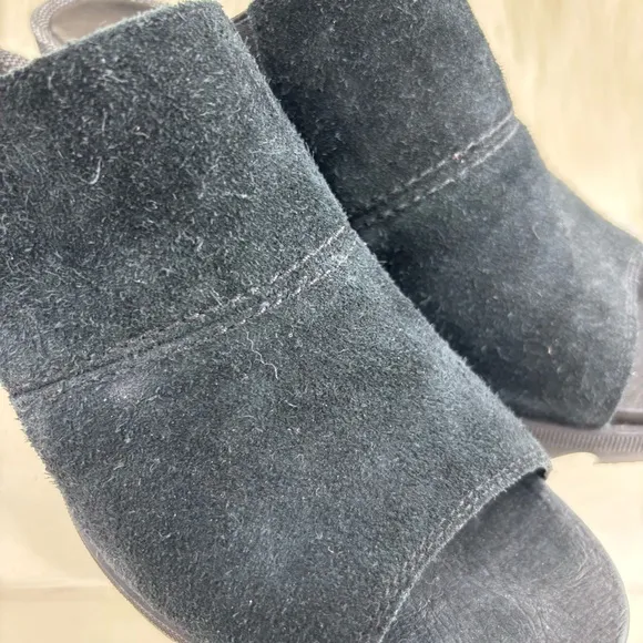 Sorel Black Mules with Plush Fabric and Thick Sole