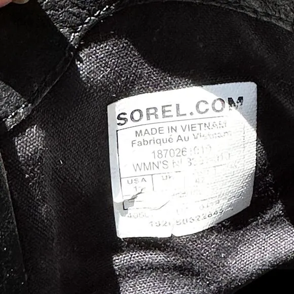 Sorel Cate Ankle Bootie Leather Waterproof Side Zipper Block Heels Black 11