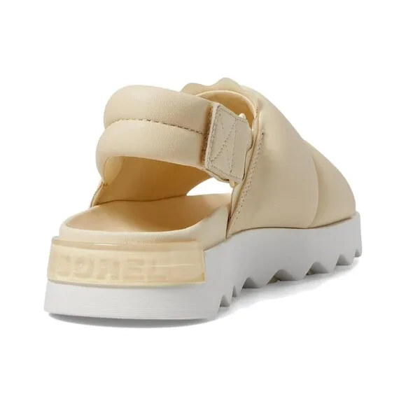 Sorel Shoes Viibe Honey White Leather Slingback Sandals