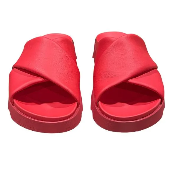 Sorel Viibe Slide Sandal Leather Womens Size 10.5 Red NEW